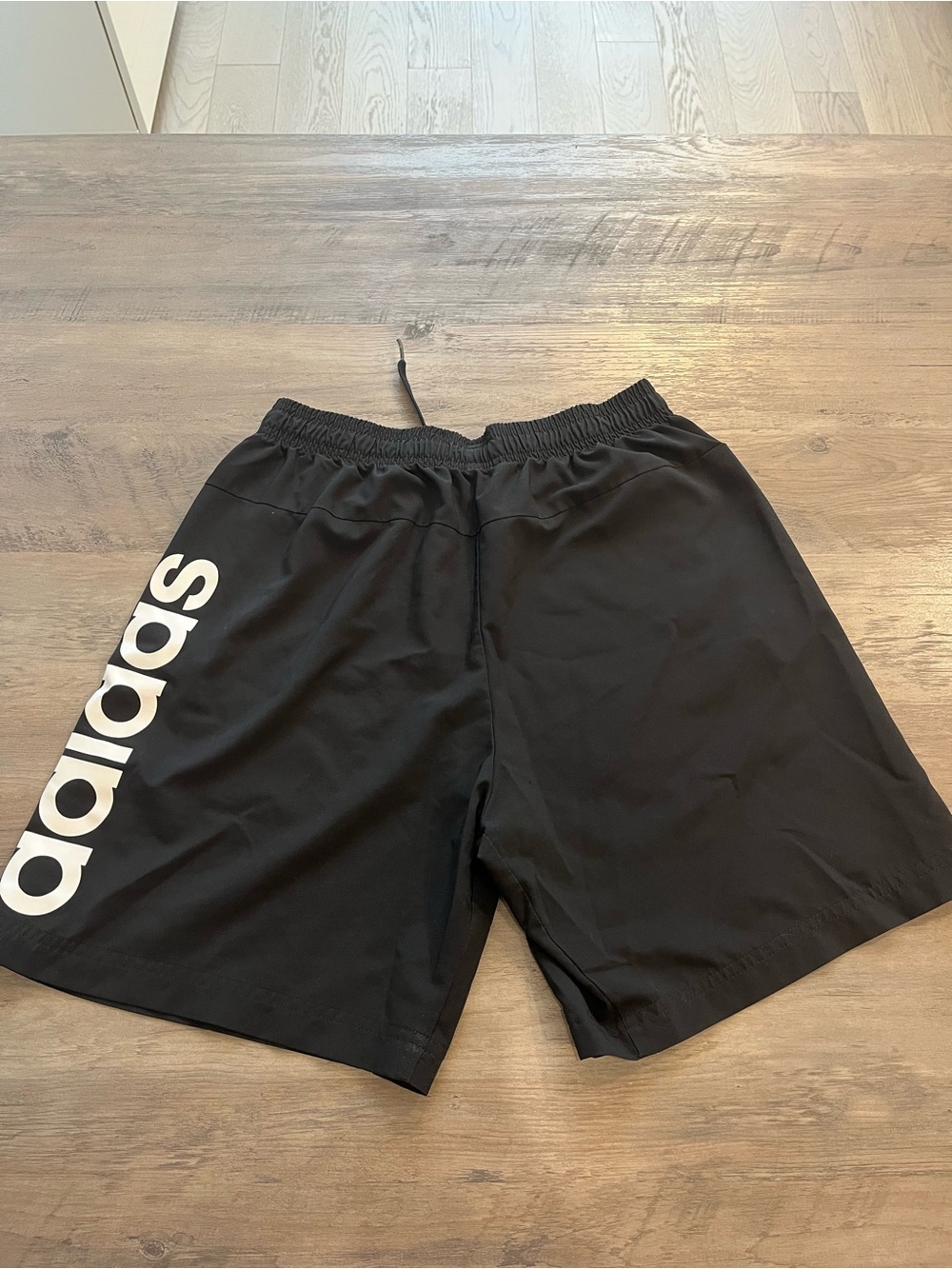 adidas Black Men's Athletic Shorts with Vertical White Logo